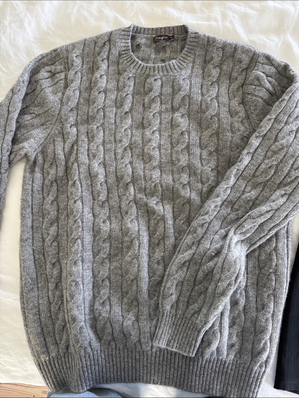 J. McLaughlin Light Gray Cable Crewneck Sweater